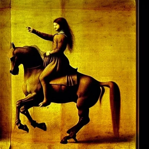 portrait of a horse riding by Leonardo da Vinci style