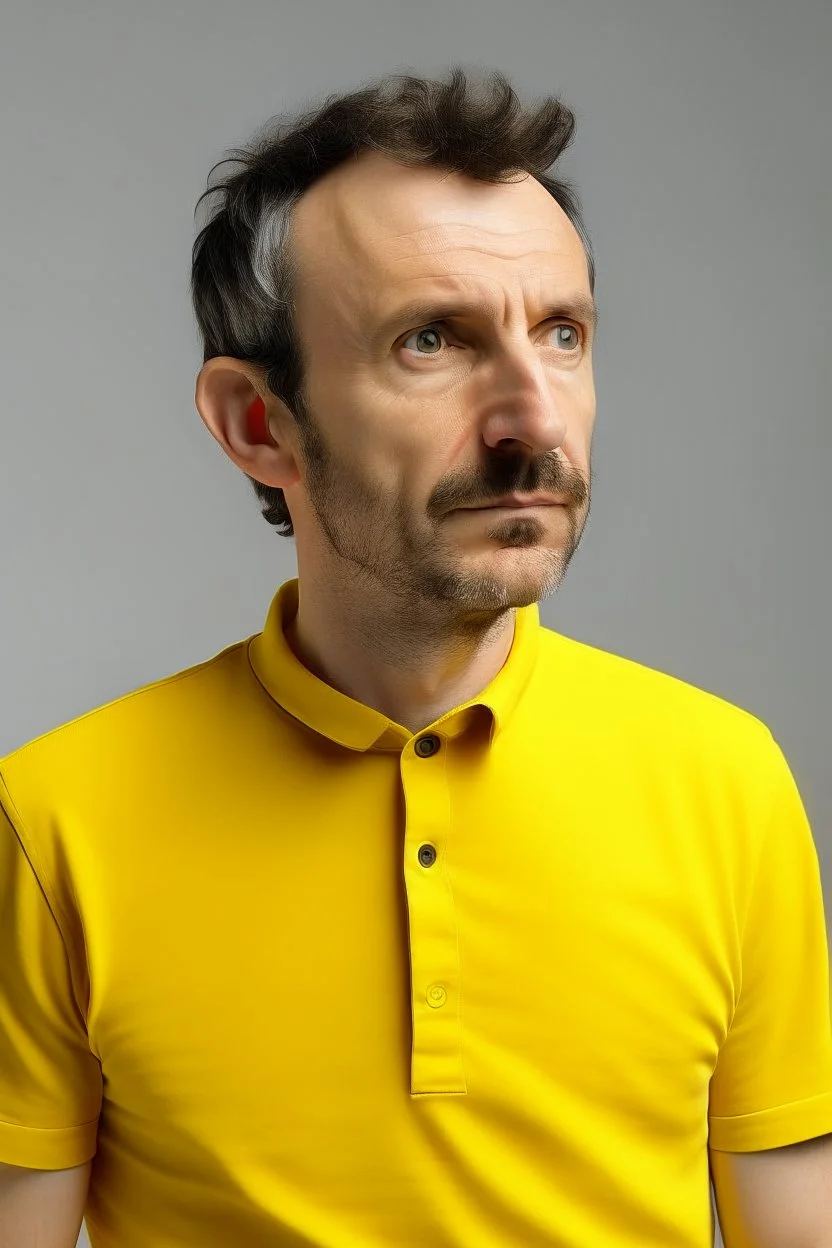 man with yellow shirt