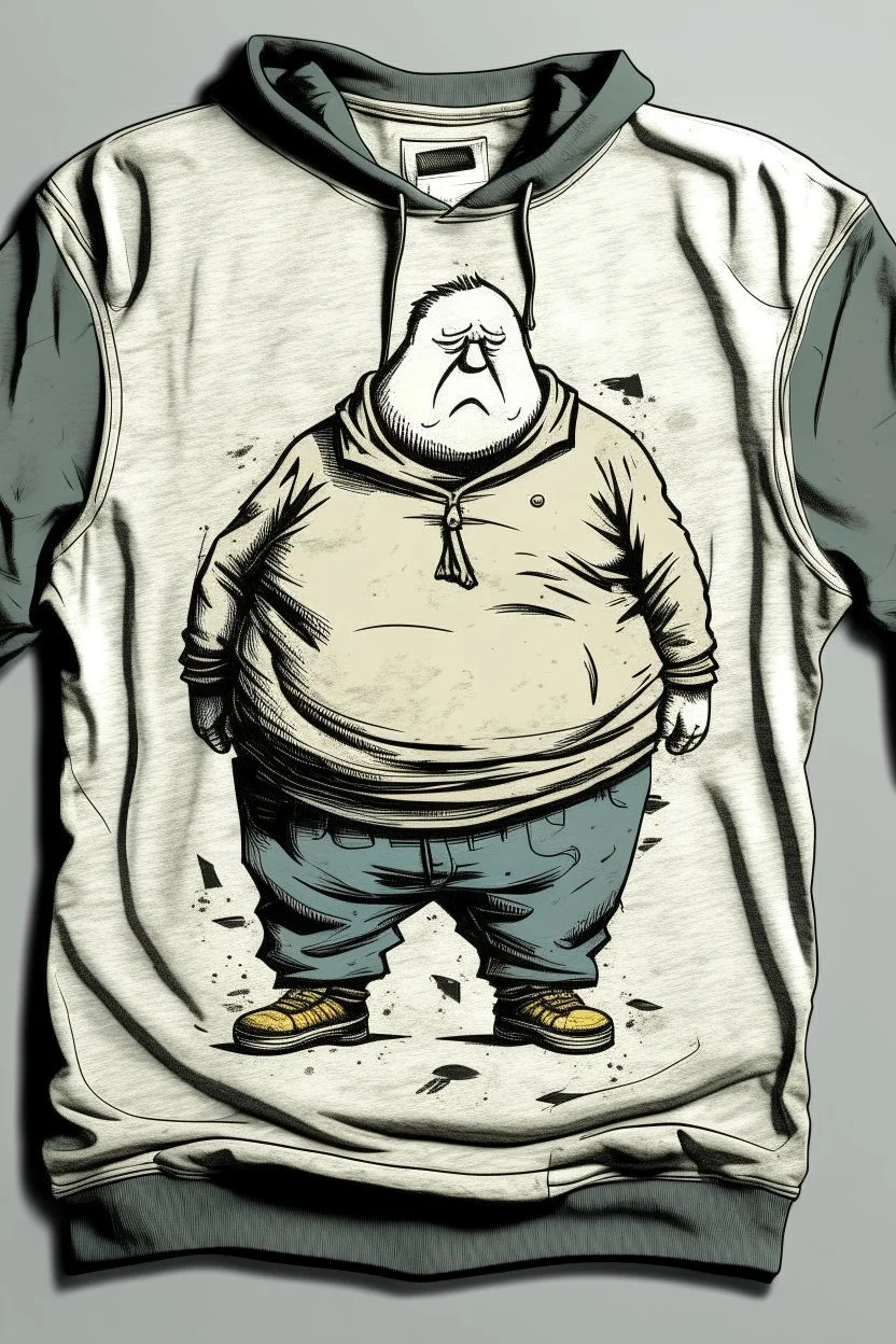 fat boy, hoodie , , ,, comic book art style, geek, engineer, t-shirt, jeans, drug addict, ,