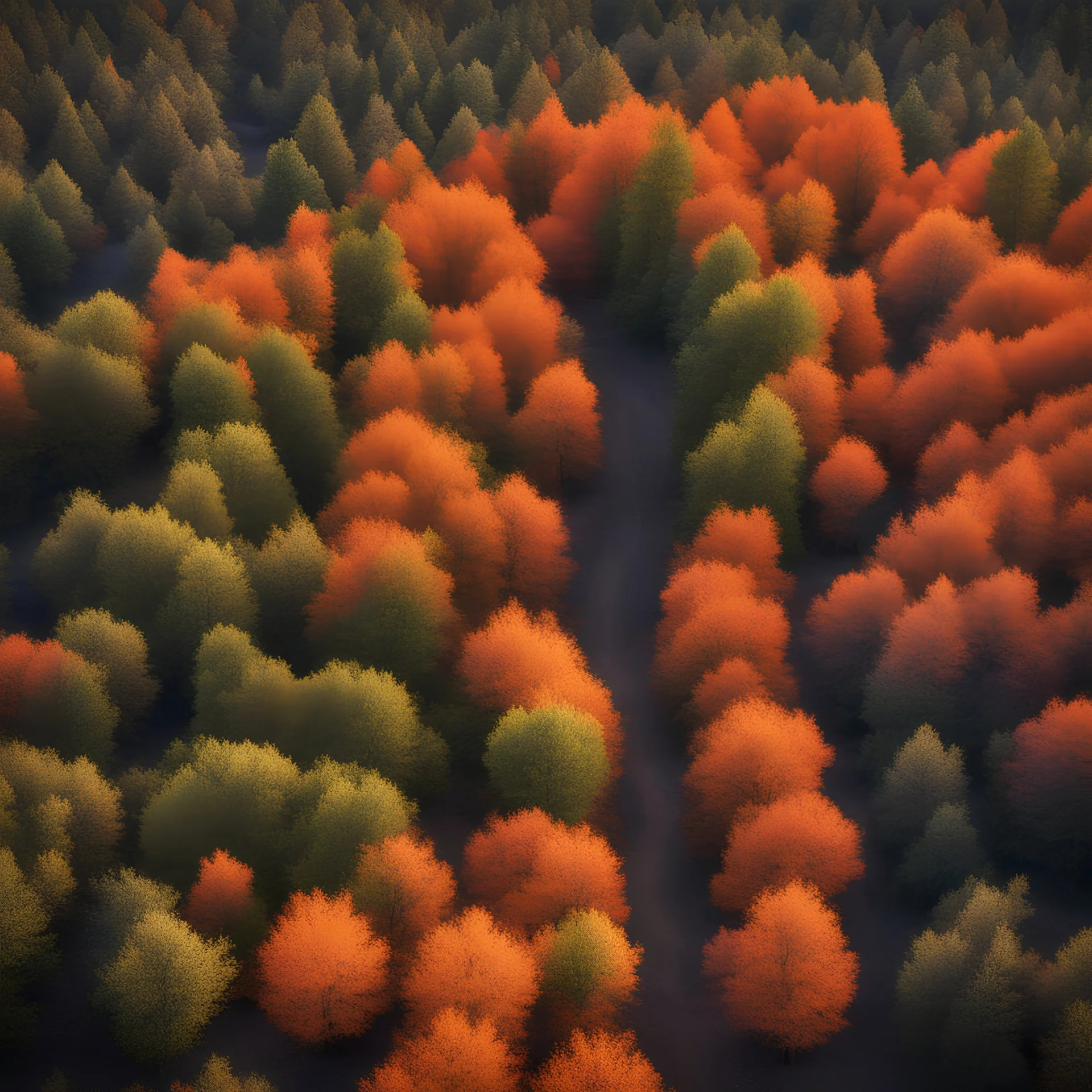 gorgeous colorful, vibrant colors, orange tree grove, california overhead, trees of a forest