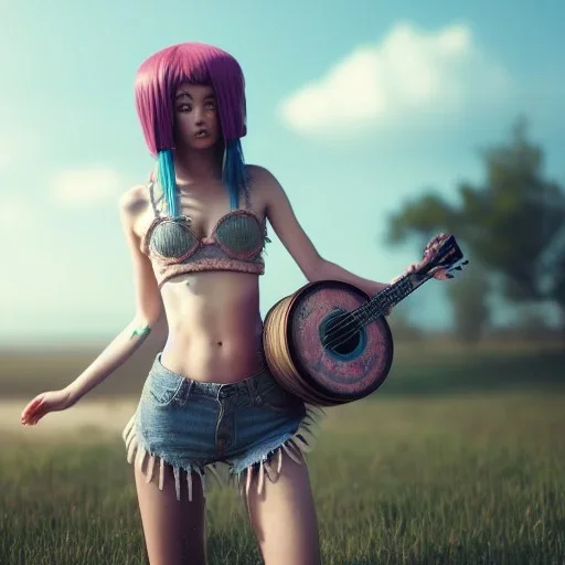 washboardpunk, girl, landscape, hyper detailed octane render, 8k, anime style