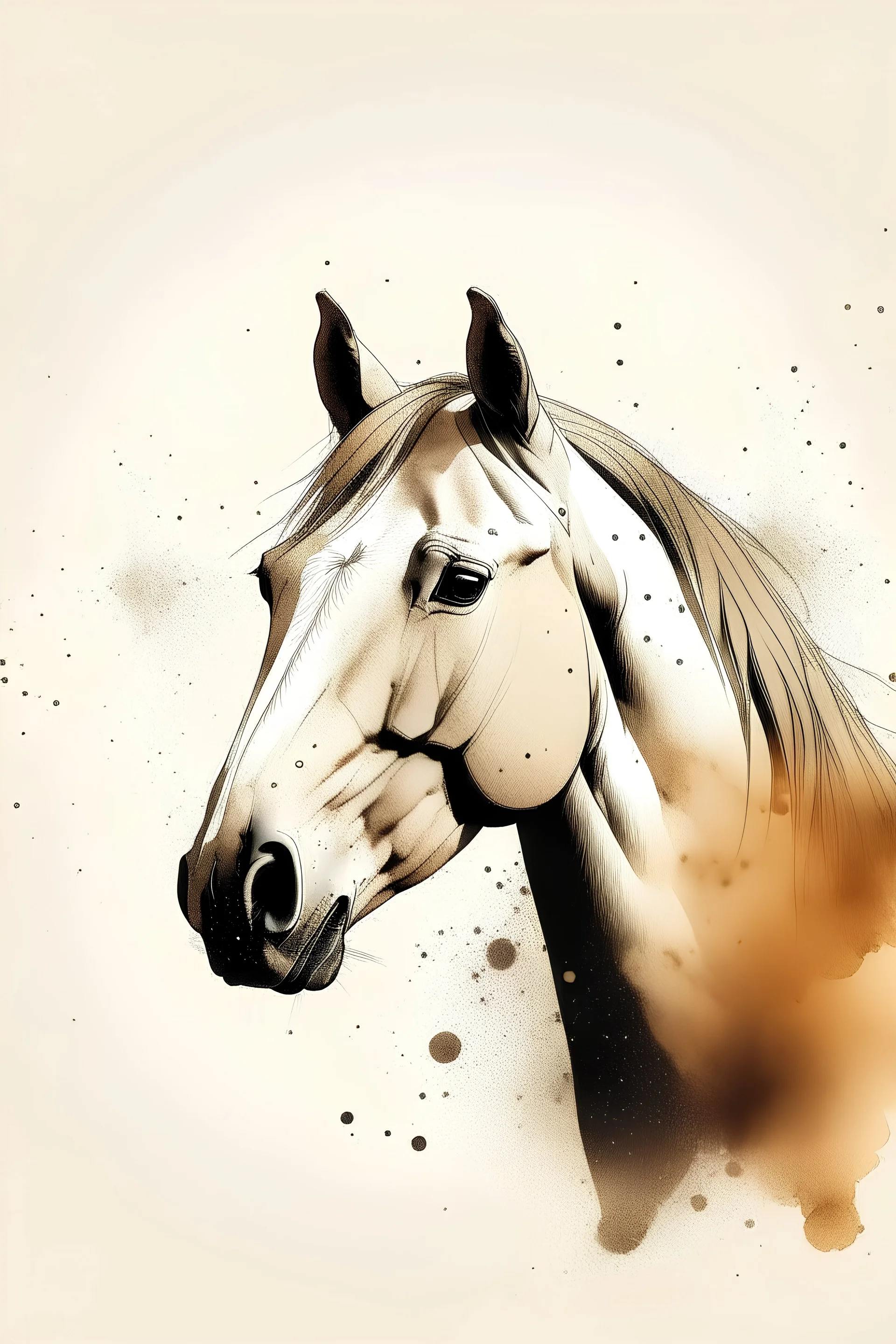 minimalist boho art horse potrait image with space