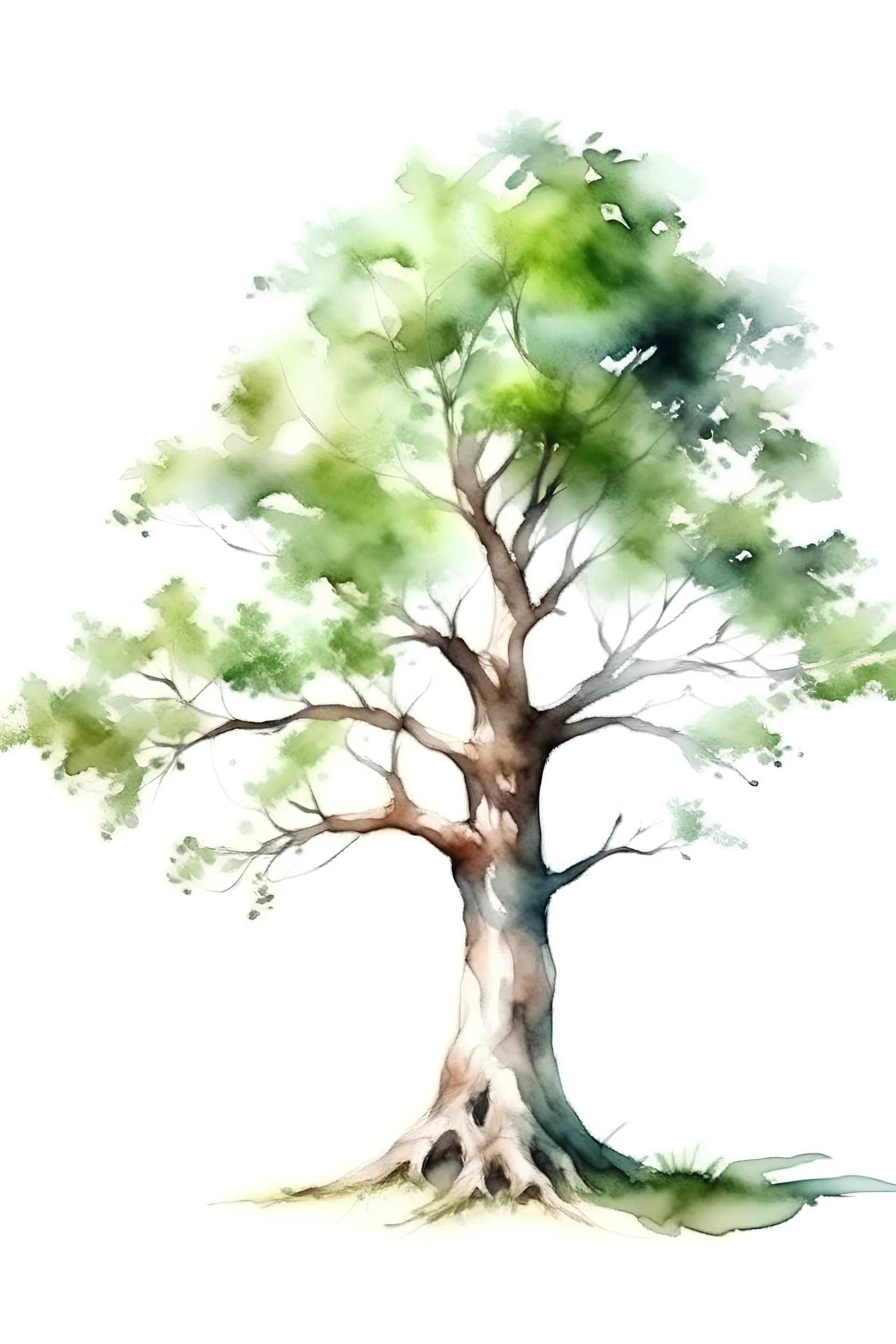 tree White background . watercolor drawing