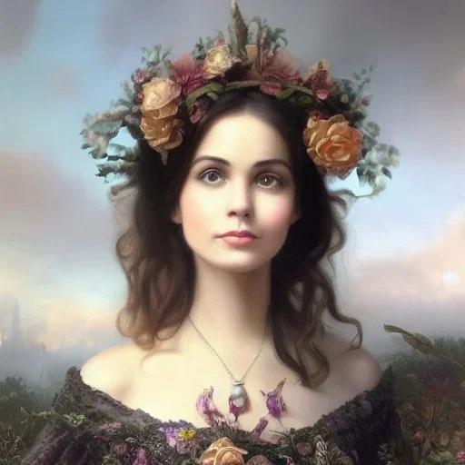 young Susanna Hoffs, beautiful, highly detailed face, meticulously detailed hair, ethereal fantasy hyperdetailed mist, maximalist matte painting; polished, realistic oil painting. Victorian era portrait painting, old fashioned, vintage, antique, beautiful, Unreal Engine, 16k