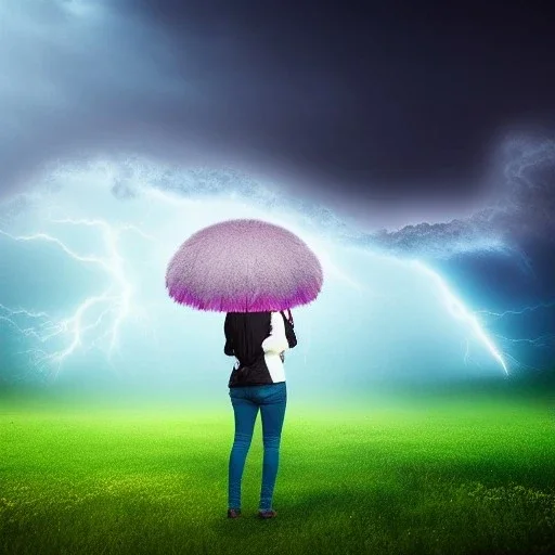 Full body portrait, painting, medium shot lady background volumetric woolitize thunderstorm