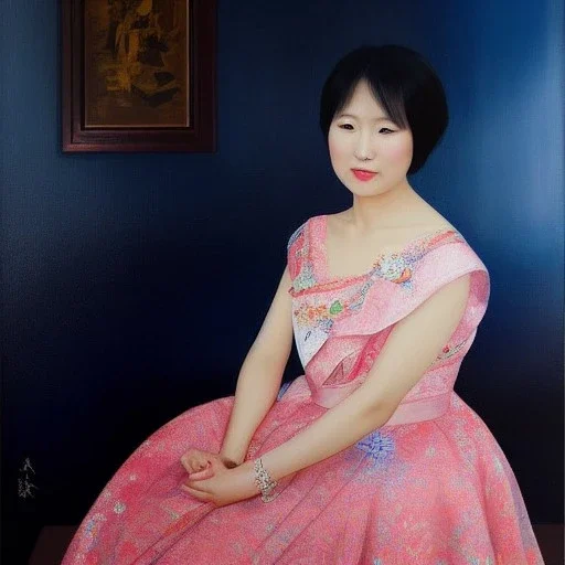 Full body portrait, painting, medium shot lady Yumekawa