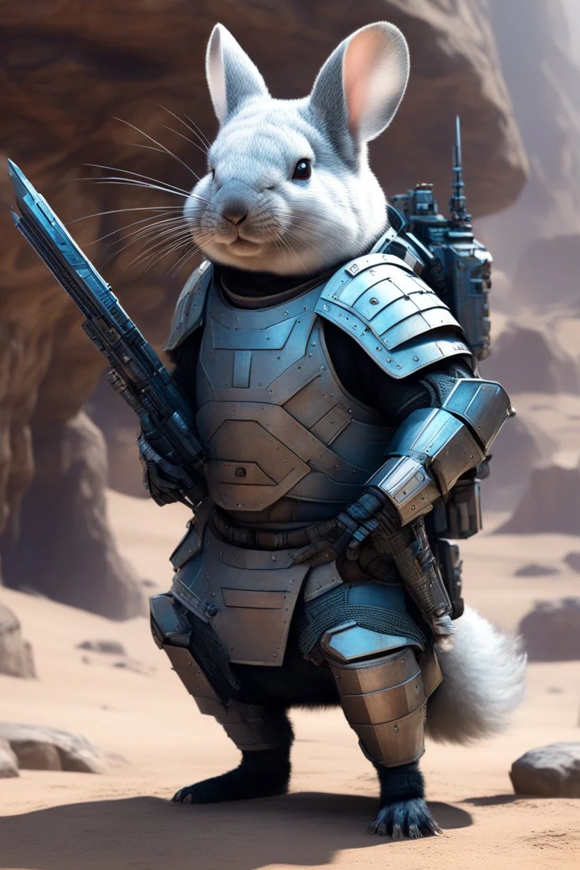 sci-fi armored chinchilla warrior