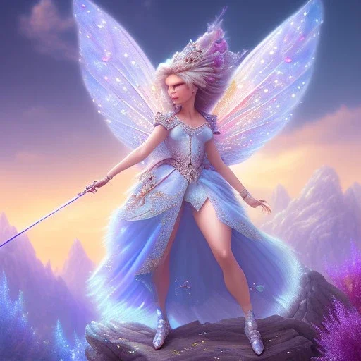 fairy in a blue and violet landsacape with multicolored crystals falling from the sky, full of details, smooth, bright sunshine，soft light atmosphere, light effect，vaporwave colorful, concept art, smooth, extremely sharp detail, finely tuned detail, ultra high definition, 8 k, unreal engine 5, ultra sharp focus