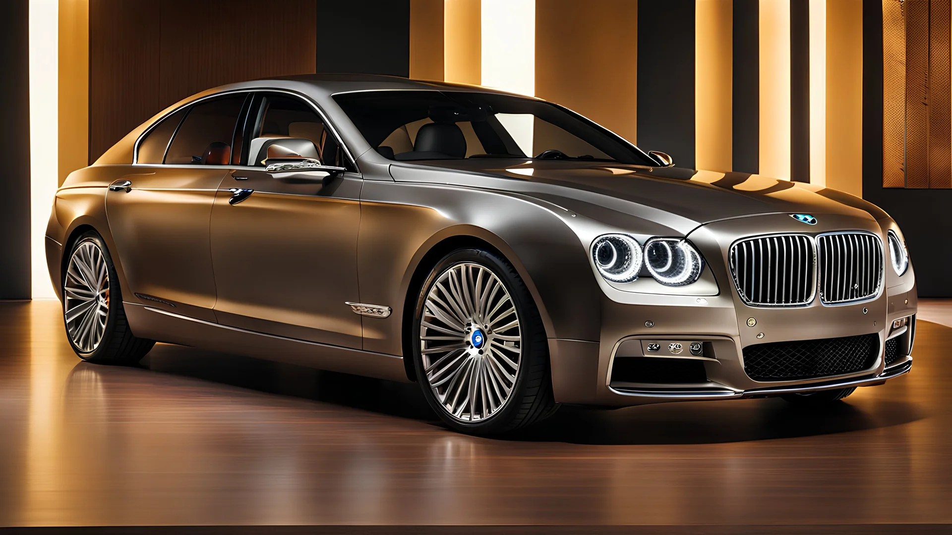 A luxurious (((fusion of a bmw and Bentley))), its sleek contours and opulent details blending seamlessly together