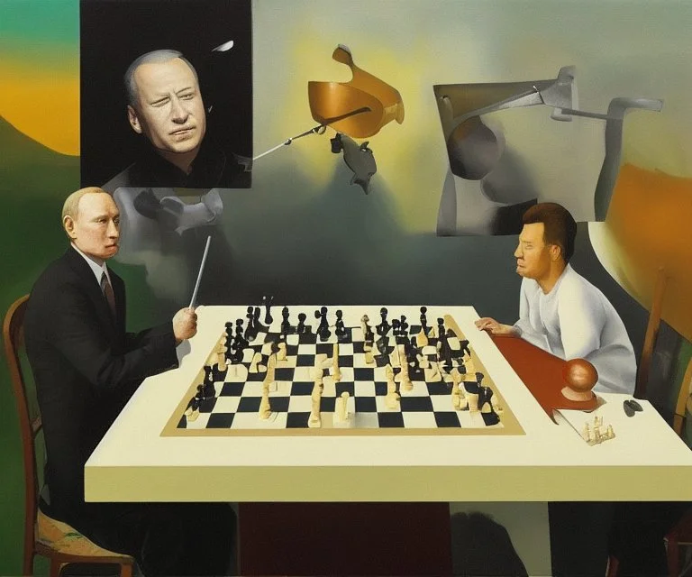 Complex Surgical Instruments,Putin, President Xi Of China And Joe Biden Play Chess with a Newborn Boy,Minimalism,Painting By Adrian Ghenie,Michelangelo,Rene Magritte,Lucian Freud,Salvador Dali,Pablo Picasso