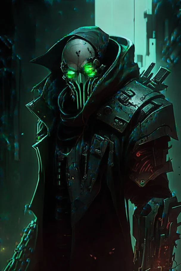 Pyke from league of legends in black cyberpunk style