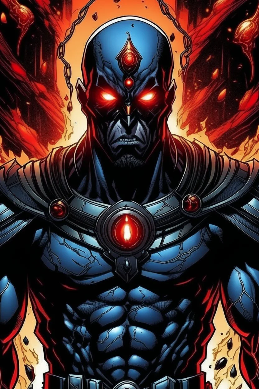 make something like an evil god in marvel comic style