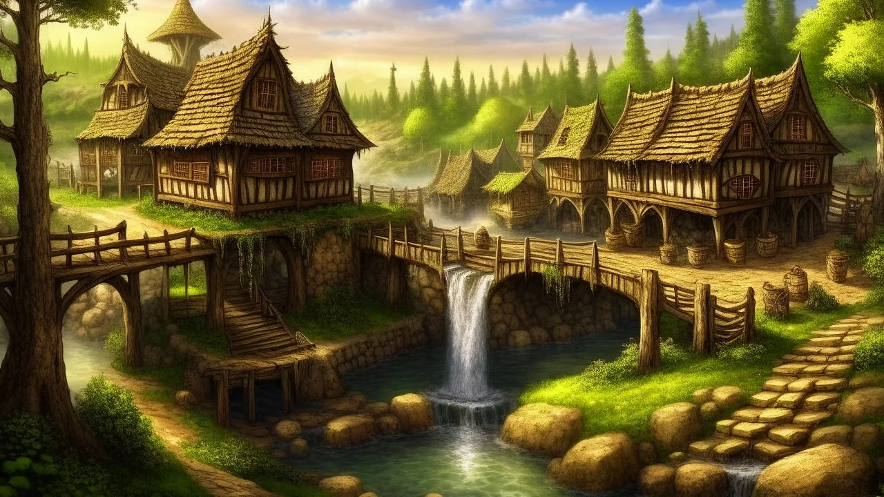 Fantasy art: new dam in the village