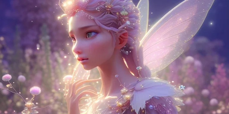 crystal subtle flower in a galactic ambiance beautiful fairy, transparent, delicate colors, in the foreground, full of details, smooth，soft light atmosphere, light effect，vaporwave colorful, concept art, smooth, extremely sharp detail, finely tuned detail, ultra high definition, 8 k, unreal engine 5, ultra sharp focus