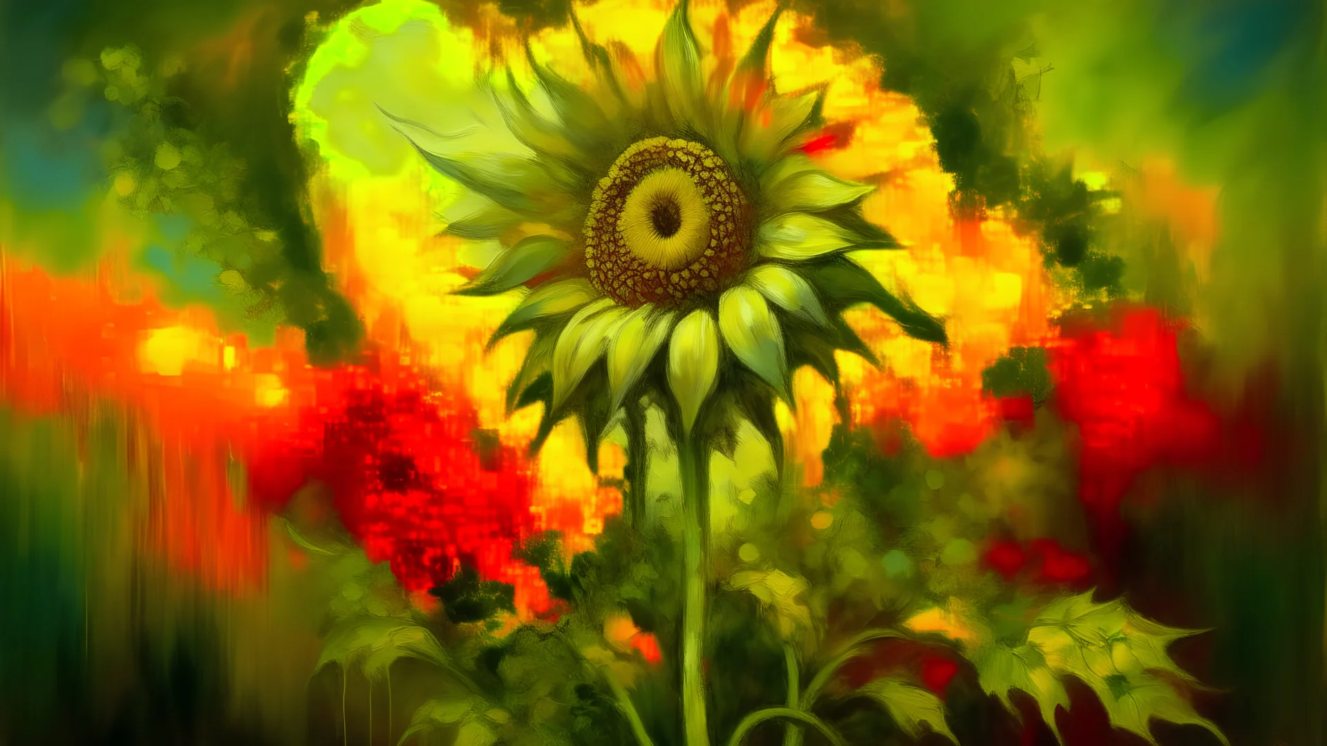 Spirit of the Sunflower in the style of Joseph Mallord William Turner