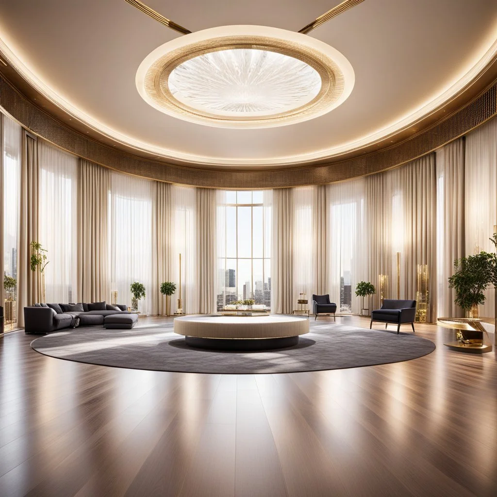 luxury room with luxury furniture ,with wide empty area in middle of floor for dancing