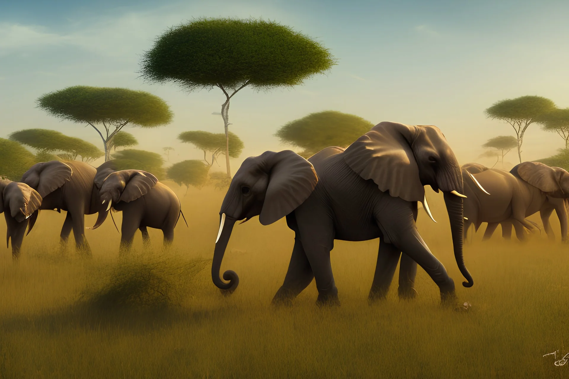 African savannah with elephants