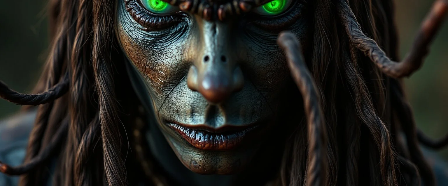 close up portrait of a voodoo transhumanism witchcraft