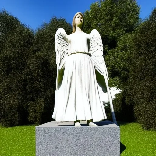 Huge statue of Angel, realistic, 8k, empty square, overgrown