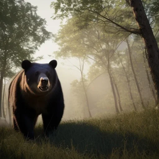 unreal 5, octane render,cinema4d, dynamic lighting, dramatic lighting, 4k, redshift render, highly detailed, hyper realistic,anthropomorphic black bear long