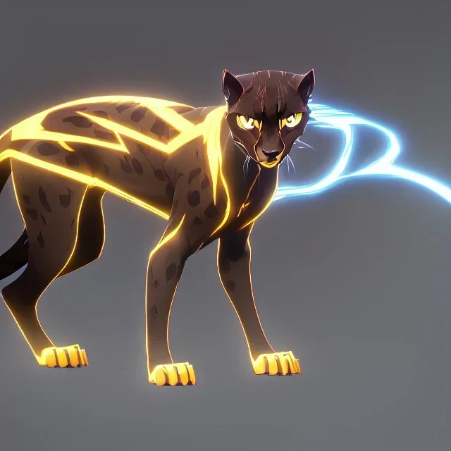 An electric type and dark type, Cheetah pokemon. Lightning bolts shapes as whiskers. Yellow and white fur coverd with blotchy black spots.