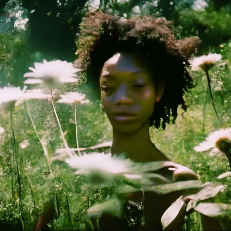 green dandelions white woman