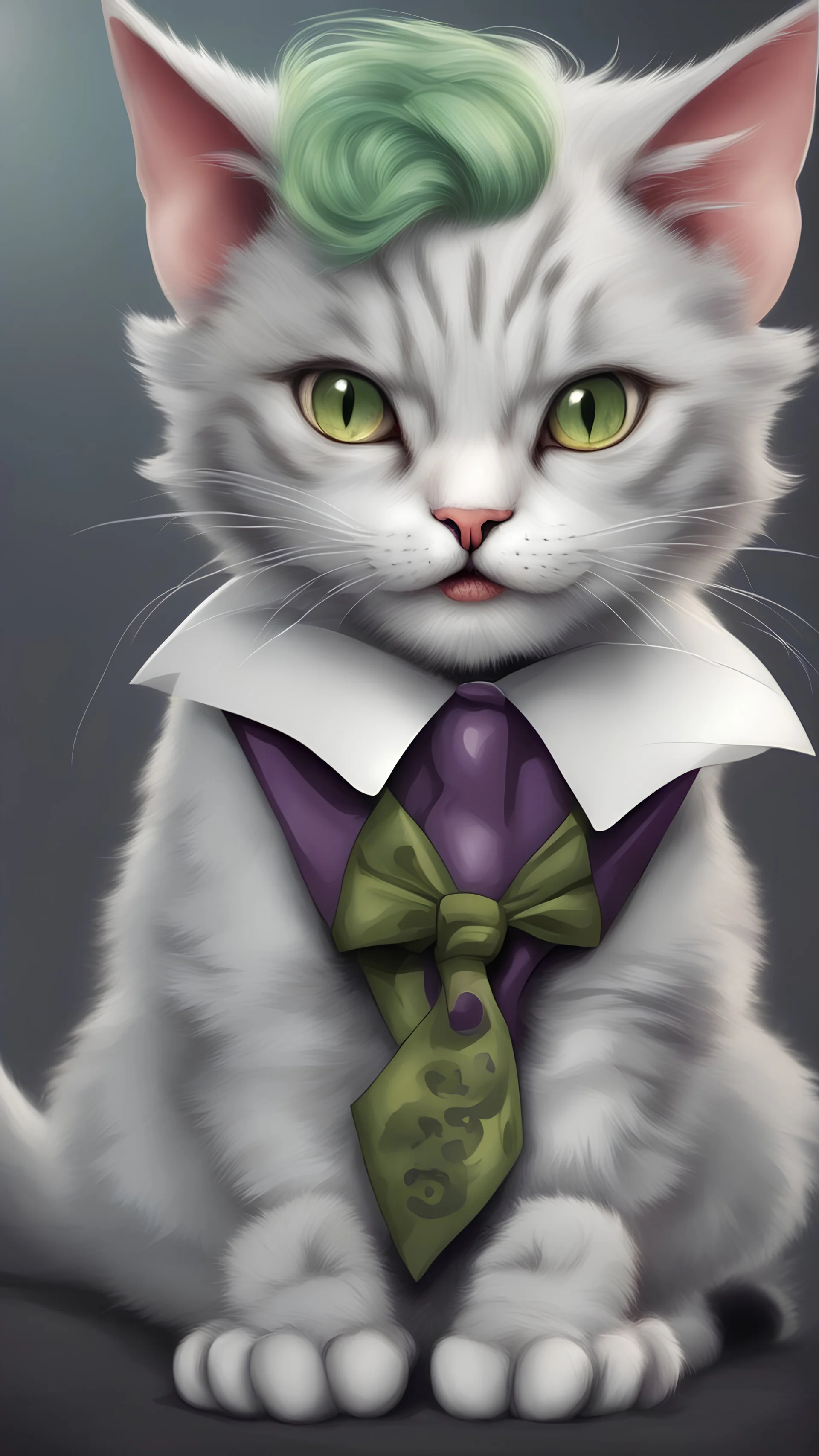 cute kitty in joker style,smile,realistic,real kitty
