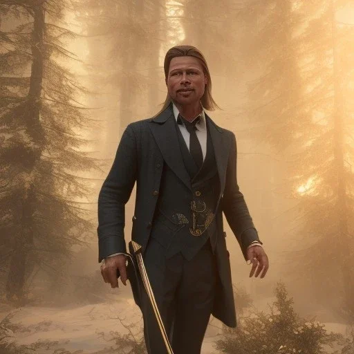 Full body, 3d render, Brad pitt 1800's men style, 1800's hair style, 1800's men clothes style,cleaning house, hyper realistic, octane render, unreal engine 5, 8k, palace background, uhd