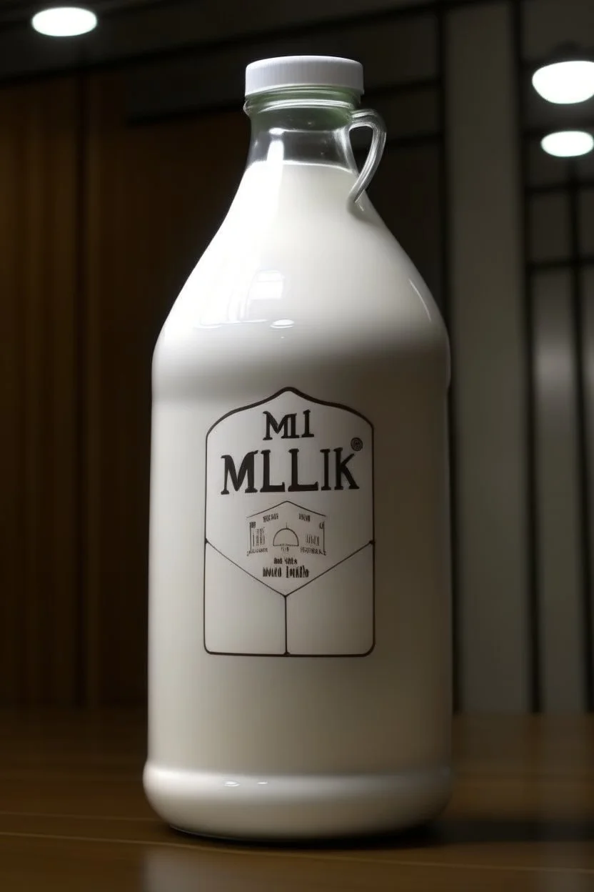 giant milk bottle that says M.I.L.K on it STYLE OF HIROKU OGAI