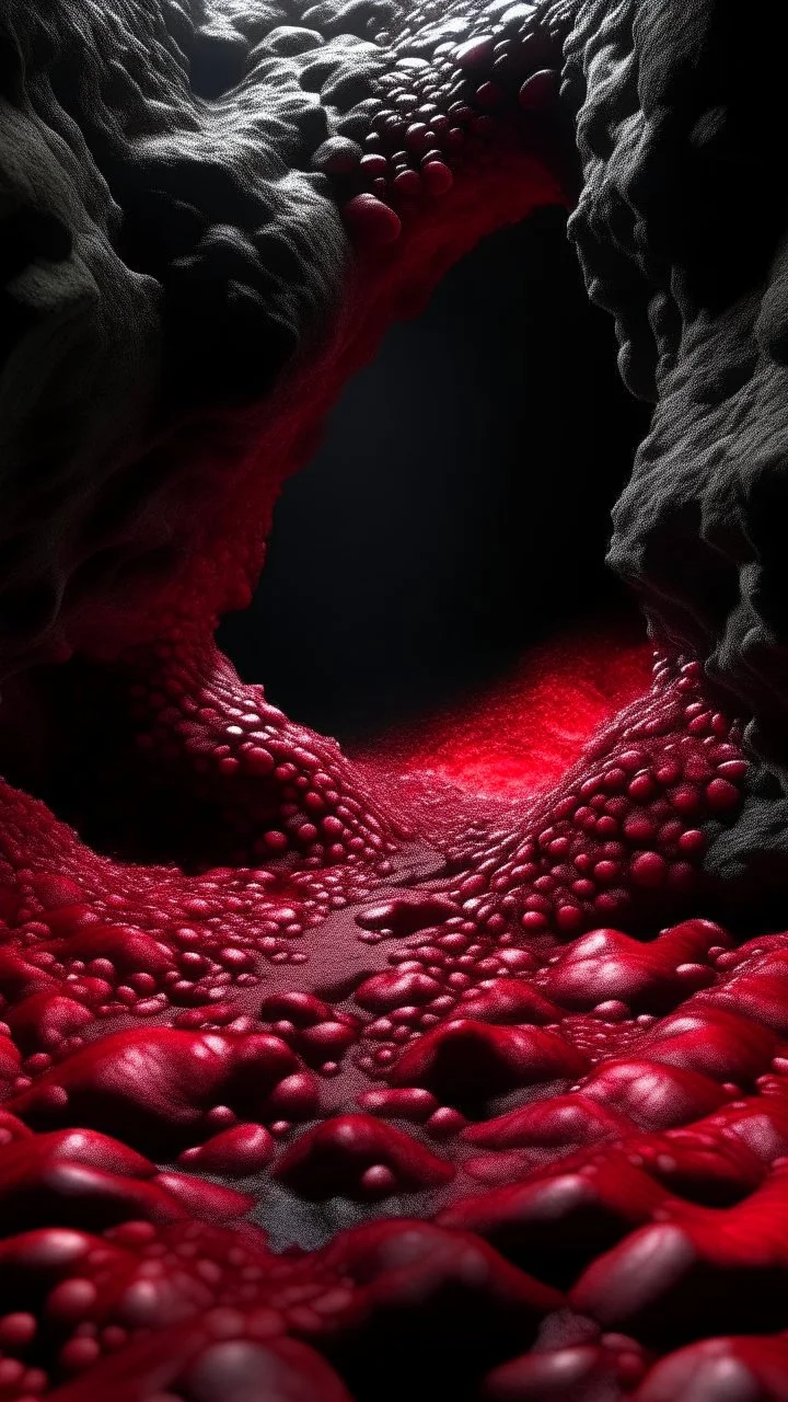 A dark reddish magenta lava flows in underground designed in Ica stones