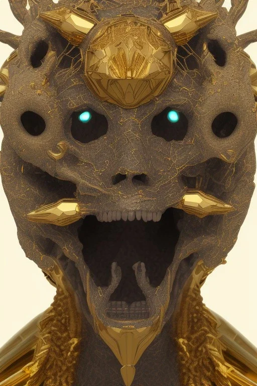 black male African alien, cracks in the voodoo head, wicked, diamond eyes, crown, blood, 8k, finely detailed, photo realistic, leopard style turquoise skull head gold dragon space alien rain skeleton gold teeth silver crown silver space suit spaceships