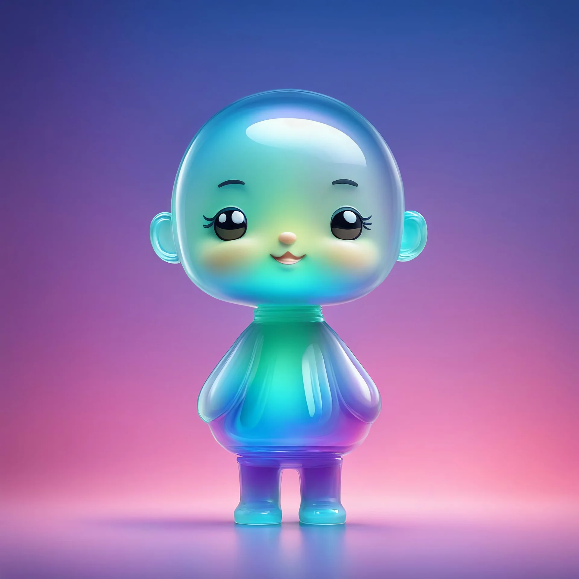 Create Glass cute figurine and gradient background