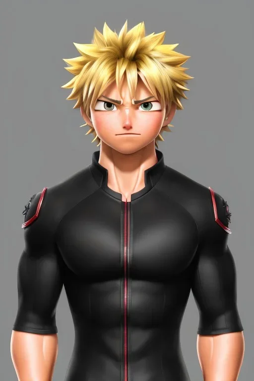 Detailed anime portrait of bakugo from my hero academia, gold hair and golden eyes, black suit, intricate details, full body portrait, keep head in frame, slight smile, black Japanese motif, concept art, highly detailed, digital painting, concept art, sharp focus, illustration, art by Yoji Shinkawa, WLOP and greg rutkowski and alphonse mucha and artgerm and yanjun Chen and Junji ito and Makoto Shinkai, HDR, octane render