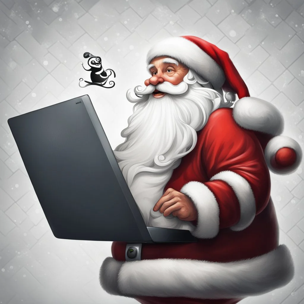 Santa Claus installing a Linux distribution