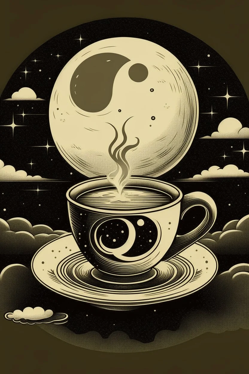 Moon and coffee retro