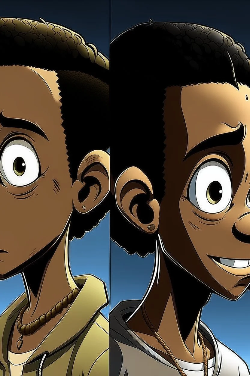 Generate a character modeled after the animation style of “The Boondocks”