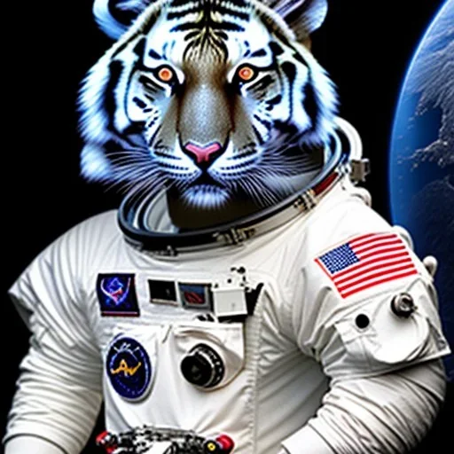 Tigre com roupa de astronauta