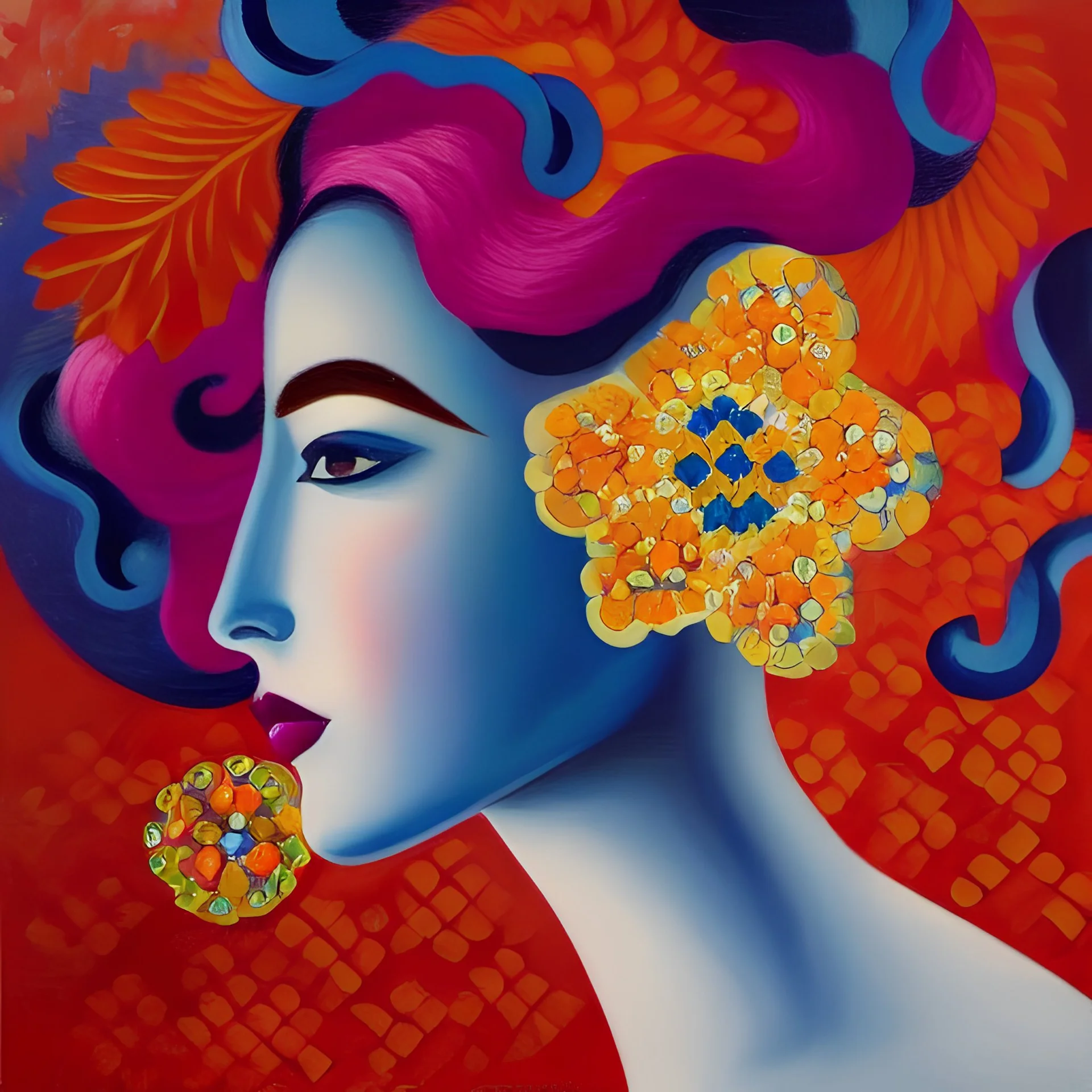 anthropomorphic multiplication sign head in a young woman, intricate, elegant, highly detailed flowery design, oil on canvas painting, concept art, Futurist Art, smooth, sharp focus, illustration, glowing, Gino Severini, 8 k, Mad Mari