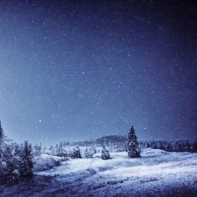 winter landscape, crystal, stars, dreamlike