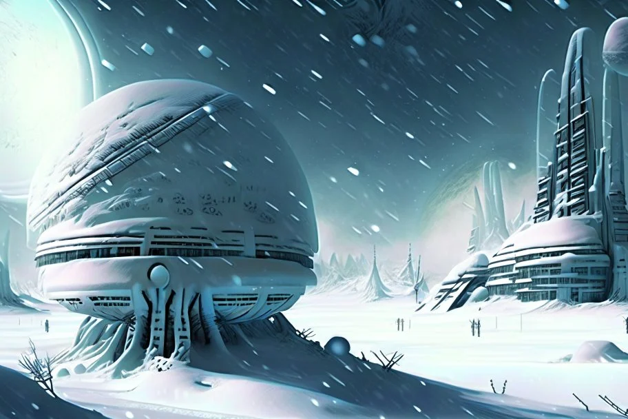 Alien Winter World, Colony, Building, Blizzard, Distant Alien Planets, Snowy