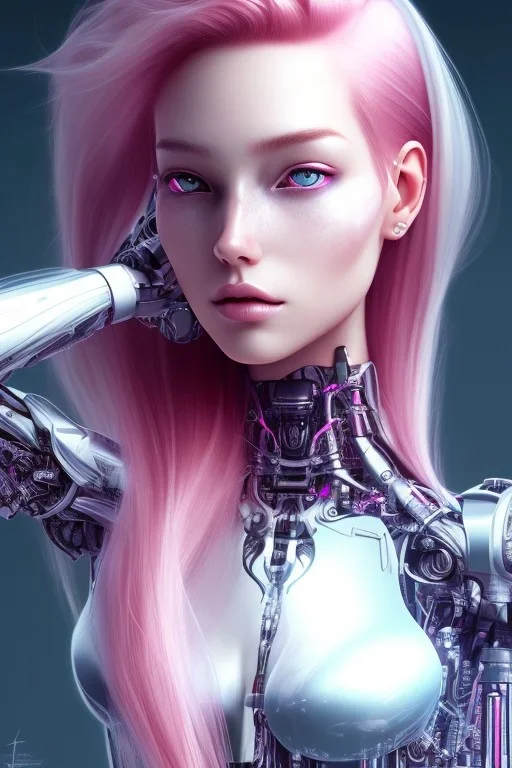 cyborg, pink hair,seven , perfekt, real, dream