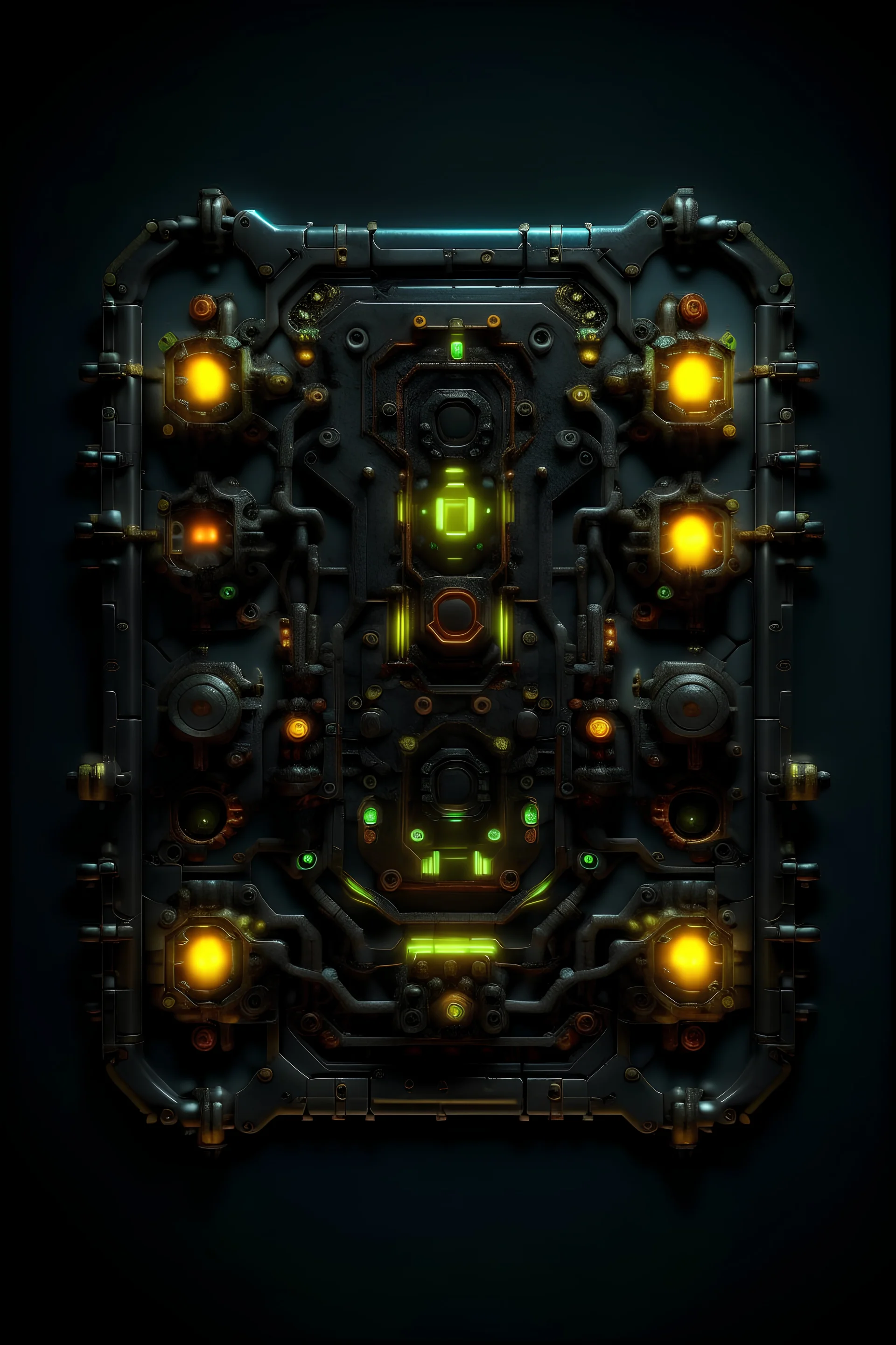 Sprite rust metal, separate blokcs, thorns, tentacles, Metal Armor plate sheet, neon lights from edges, neon frame on ages, Metal rust, Sheet metal, Metal square, space theme, space game, gray background, 32 pixel by 32 pixel art