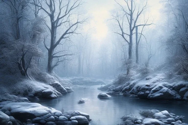 RIVER ROCK FOREST WINTER