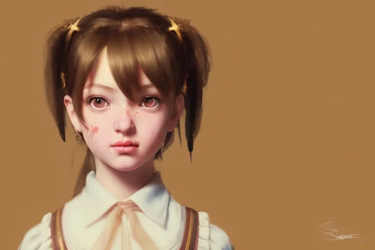 baroque oil painting, a young, cute, adorable school girl, anime character concept art, rule of thirds, golden ratio, detail acrylic palette knife, art by sam curry