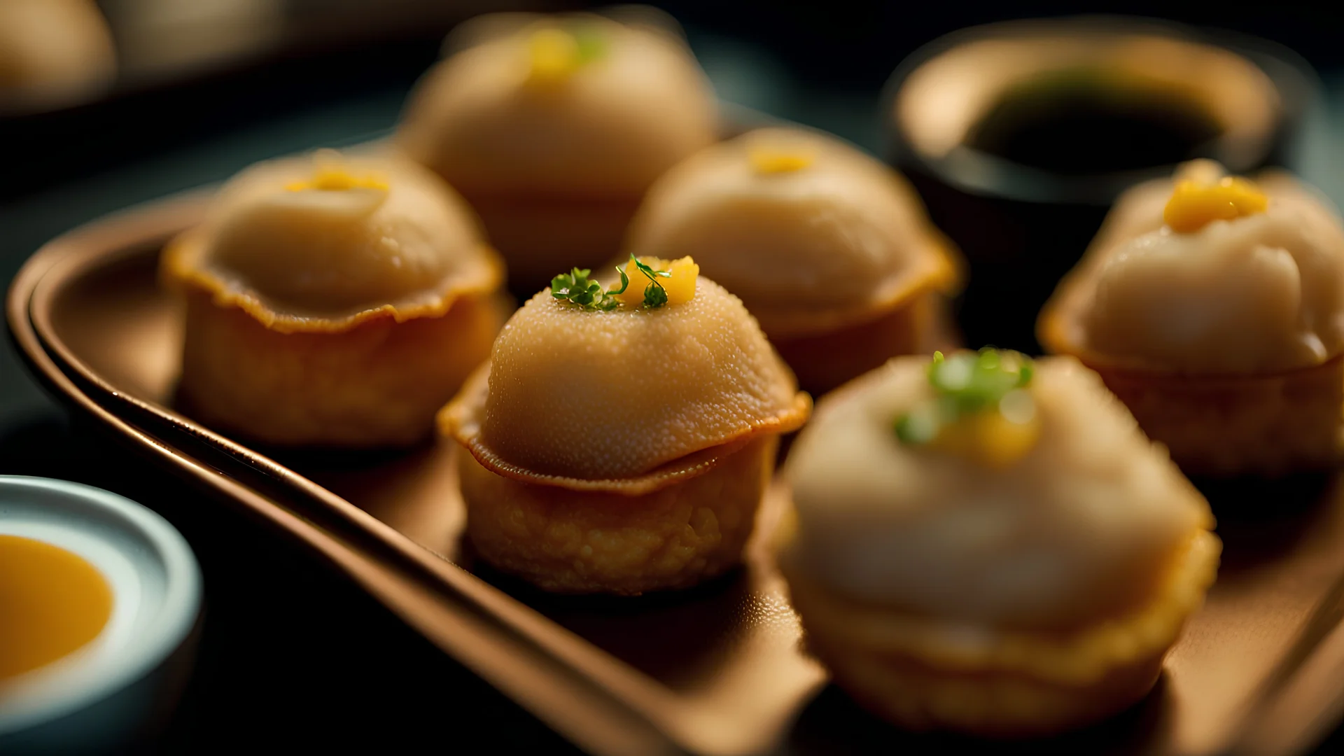 Pani Puri, Indian snack, branded in Louis Vuitton, Cinematic ambience, post – processing, perfect composition, global illumination, Canon EF 16 – 35mm f/ 2. 8L III USM Lens on a Canon EOS 5D Mark IV camera, Cinematic lighting, no blur, sharp focus, photorealistic, Ultimate Luxury, romantic mood, expressions, 4k, 8k, 16k, full ultra hd, high resolution --ar 3:2 --v 5 --up-beta --Screen Space Reflections --Diffraction Grading --Chromatic Aberration --GB Displacement --Scan Lines --Ambient Occlusio