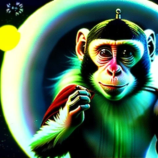 Stills from the unreleased 1953 film, "Christmas Monkeys in Space." photorealistic