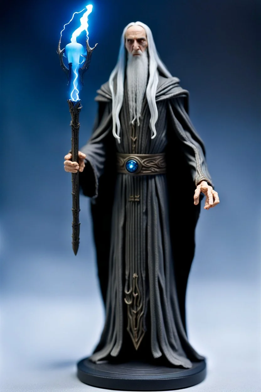 Action figure of Saruman as an electric necromancer