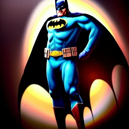 ultra detailed fullbody portrait in oil of Batman, extremely detailed digital painting, extremely detailed face,crystal clear eyes, in the style of Keith Parkinson and Ohrai Noriyoshi and Ken Kelley robert e howard and pablo oliveira , mystical colors, perfectly centered image, perfect composition, rim light, beautiful lighting,8k, stunning scene, raytracing