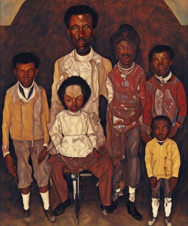 wealthy African American young family portrait by Egon Schiele