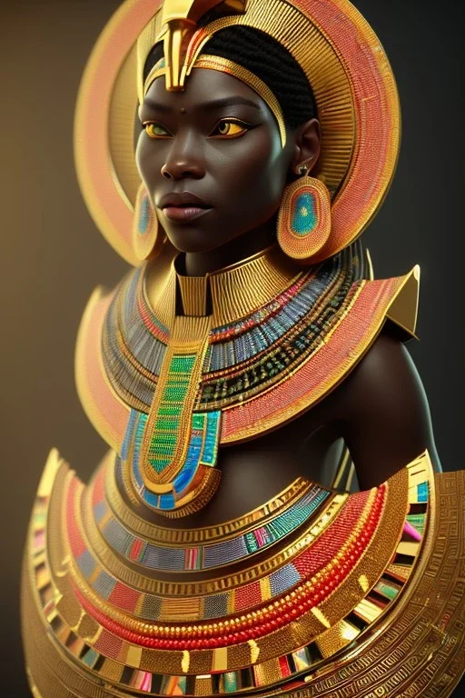 kente scene, Black Egyptian Cat, jewelry, realistic, thread, embroidery, octane render, high detail